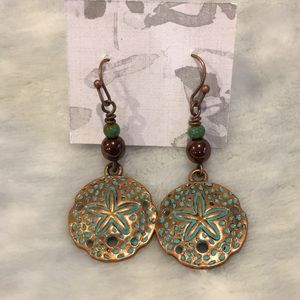 Copper Starfish Fashion Earrings NWT 2” lightweight Beach ocean shell marine NWT